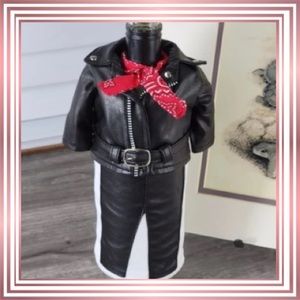 EUC! Faux Leather Jacket and Pants Wine Bottle Cover